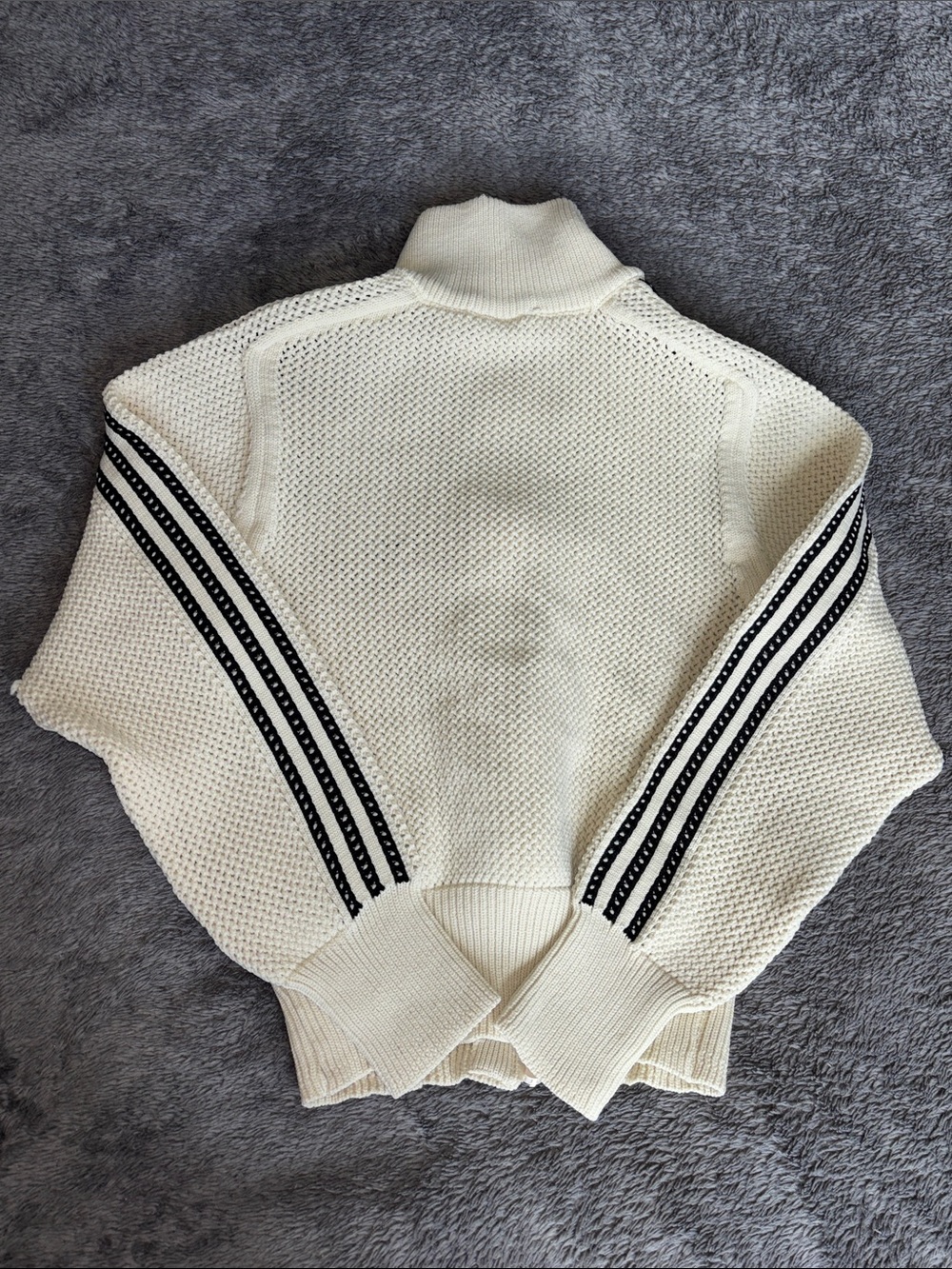 adidas Cream zip-up sweater with black stripe detailing - Picture 2 of 3